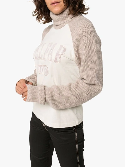 Shop Telfar Turtleneck Logo Knit Sweater In Neutrals