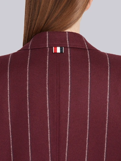 Shop Thom Browne Burgundy Wool Flannel Shadow Stripe Sack Jacket In Red