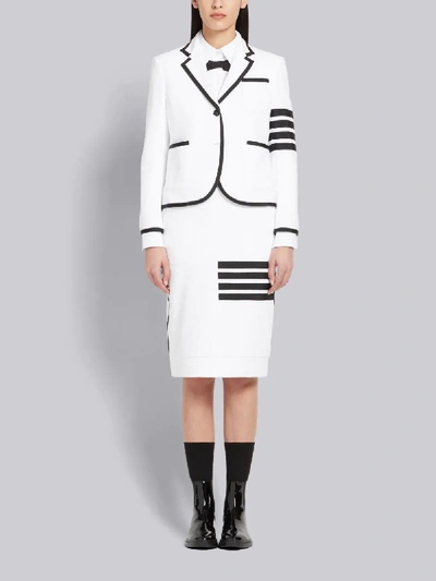 Shop Thom Browne 4-bar Stripe Skirt Suit In White