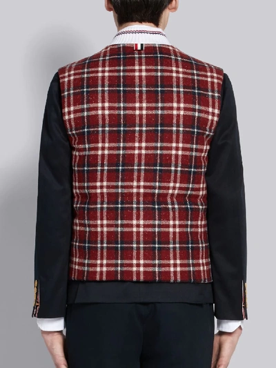 Shop Thom Browne Tartan Down Shetland Vest In Red