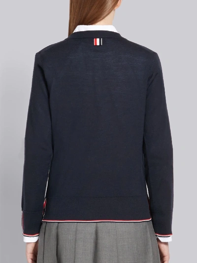 Shop Thom Browne Rwb Tipping Cashmere Pullover In Blue