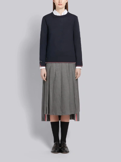 Shop Thom Browne Rwb Tipping Cashmere Pullover In Blue