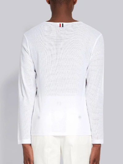 Shop Thom Browne Eyelet Mesh Henley In White