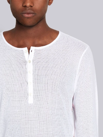 Shop Thom Browne Eyelet Mesh Henley In White