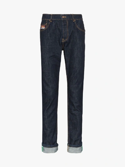 Shop Kenzo Regular Turn-up Hem Jeans In Blue