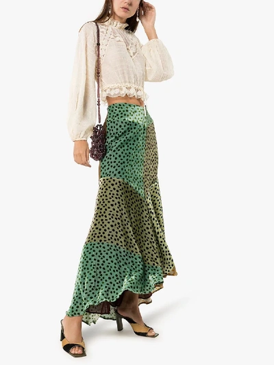 Shop Silvia Tcherassi Delilah Sky Printed Asymmetric Skirt In Green