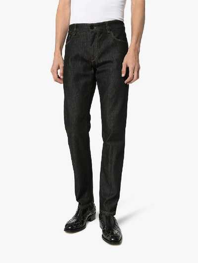 Shop Fendi Ff Pocket Slim Jeans In Black