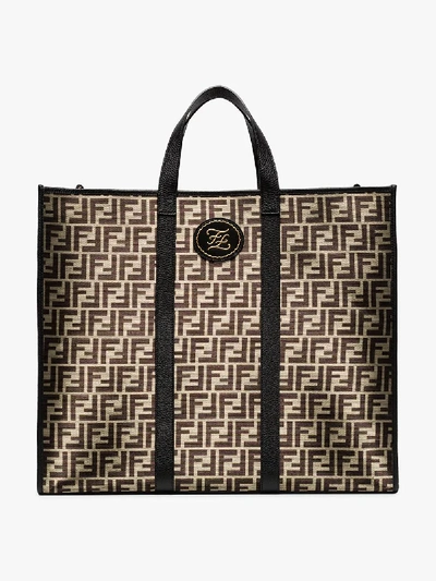 Shop Fendi Black Mania Logo Tote Bag