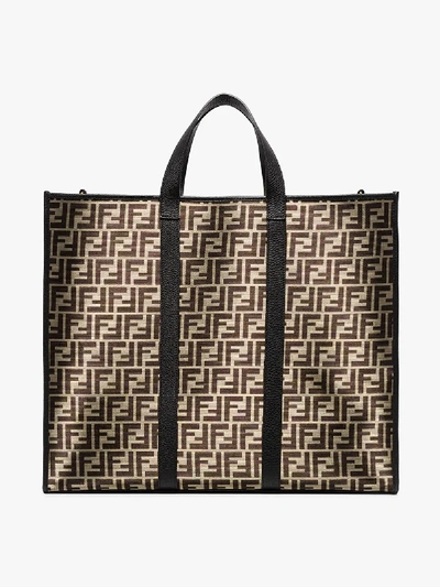 Shop Fendi Black Mania Logo Tote Bag