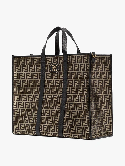 Shop Fendi Black Mania Logo Tote Bag