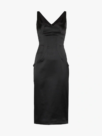 Shop Dolce & Gabbana Fitted Satin Pencil Dress In Black