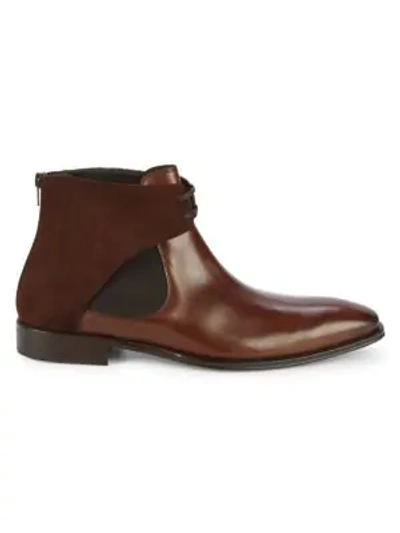 Shop Mezlan 18686 Tie Front Leather Chelsea Boots In Cognac Brown