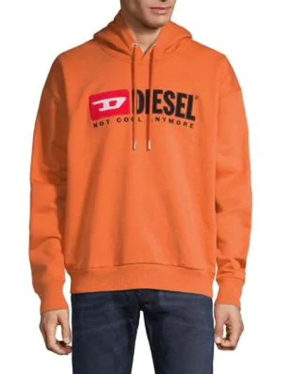 Shop Diesel Logo Graphic Cotton Hoodie In Orange