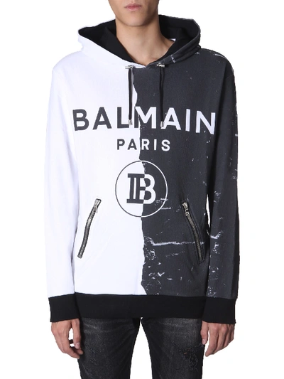 Shop Balmain Hooded Sweatshirt In Black