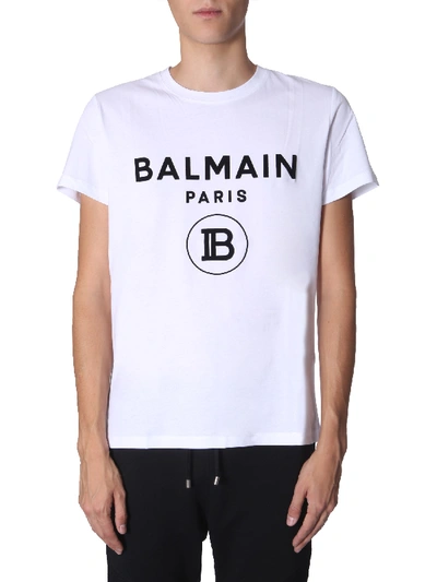 Shop Balmain Round Neck T-shirt In White