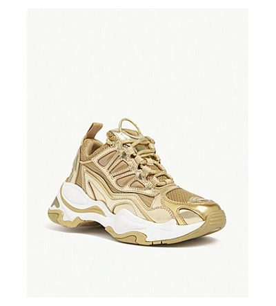 Shop Sandro Astro Chunky Sole Trainers In Full Gold