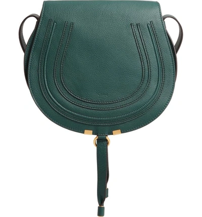 Shop Chloé 'marcie - Medium' Leather Crossbody Bag - Green In Rain Forest