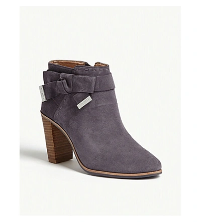 Shop Ted Baker Anaedi Bow Detail Suede Ankle Boots In Charcoal