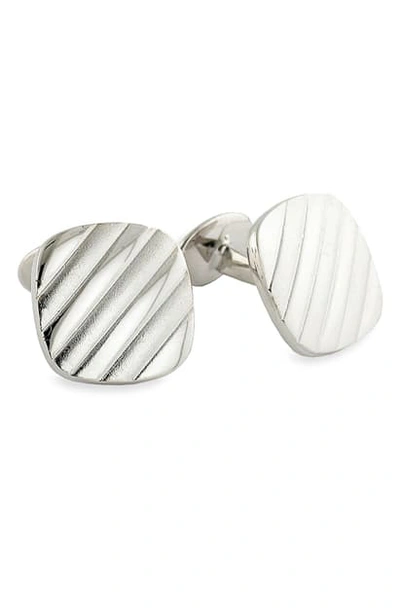 Shop David Donahue Textured Cuff Links In Silver Square
