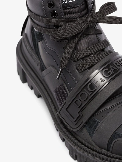 Shop Dolce & Gabbana Black Logo Strap Ankle Boots
