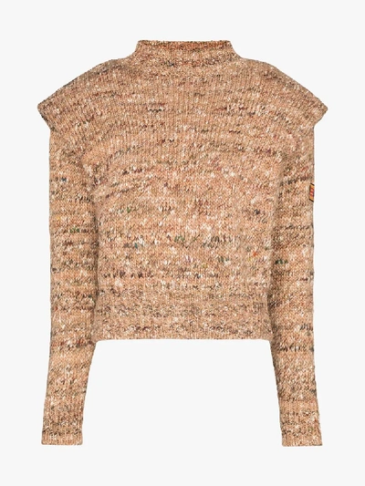 Shop Etro Wide Shoulder Mélange Knit Sweater In Neutrals