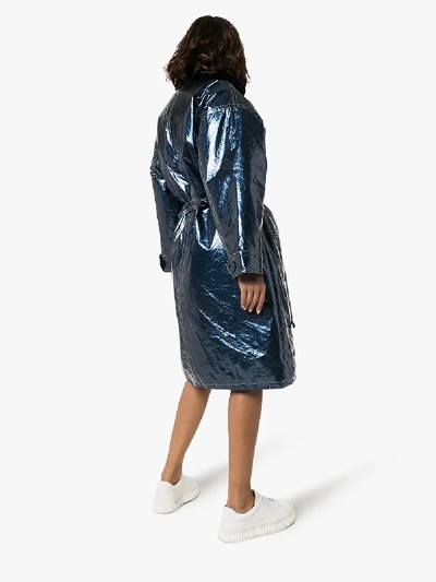 Shop Stand Studio Fatima Metallic Parka In Blue