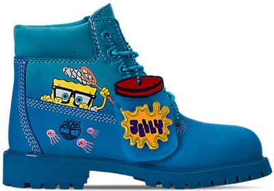 Pre-owned Timberland 6" Boot Spongebob Blue (ps) In Nebula Blue