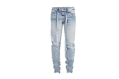 Pre-owned Fear Of God  Skinny Fit Distressed Denim With Ankle Zippers Jeans Indigo