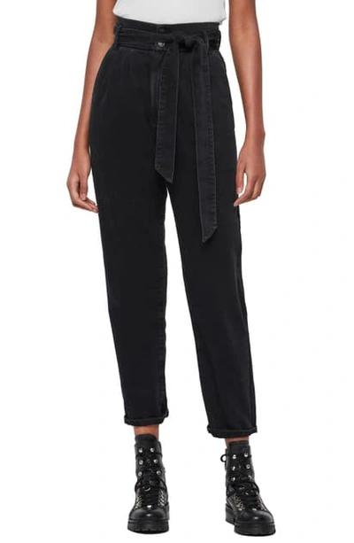 Shop Allsaints Ralita Tie Waist Nonstretch Jeans In Black