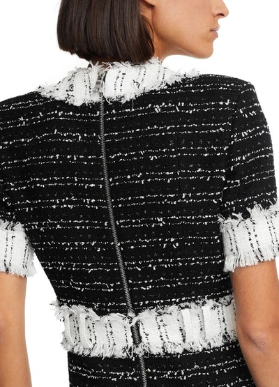 Shop Balmain Tweed Dress In Eab Noir/blanc