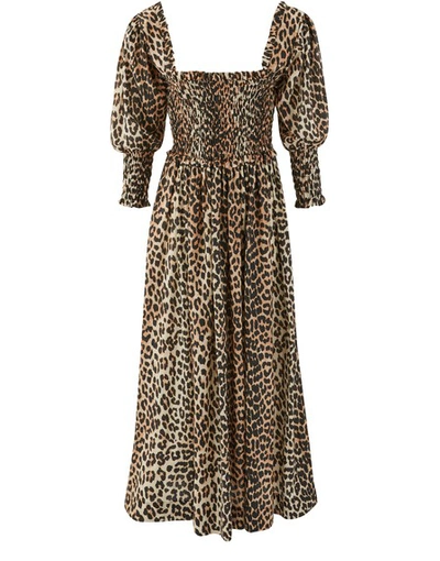 Shop Ganni Long Leopard-print Dress In Léopard
