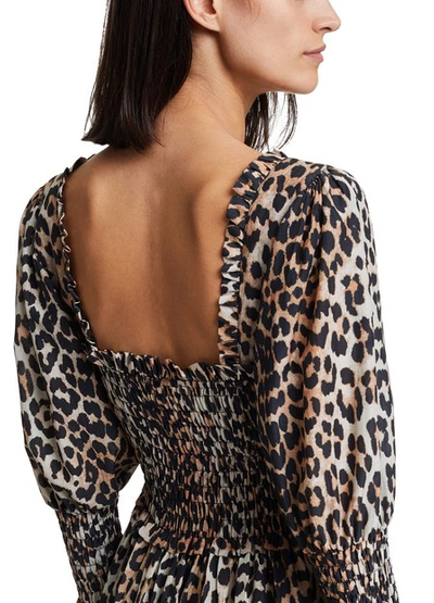 Shop Ganni Long Leopard-print Dress In Léopard