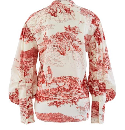 Shop Chloé Silk Blouse In White - Red 1