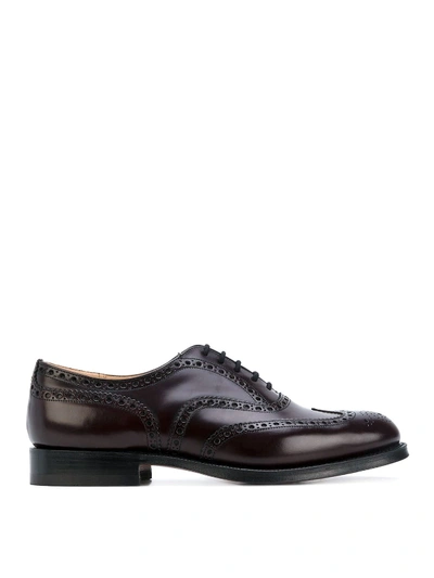 Shop Church's Burwood Polished Leather Oxford Brogues In Burgundy