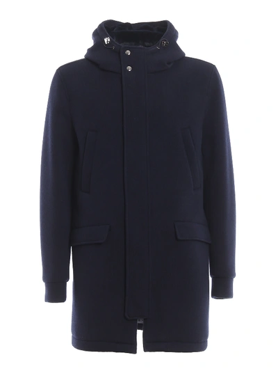 Shop Herno Wool Blend Padded Coat In Blue