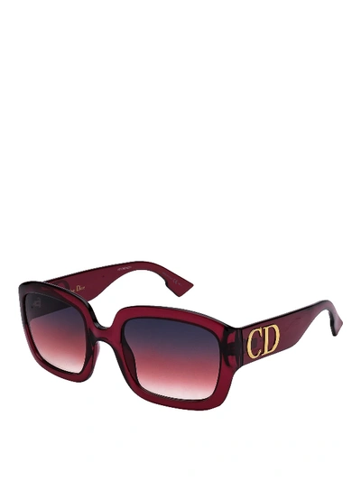 Shop Dior Transparent Red Optyl Squared Sunglasses