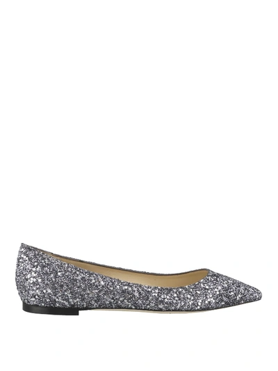 Shop Jimmy Choo Romy Glittered Fabric Ballerinas In Multicolour