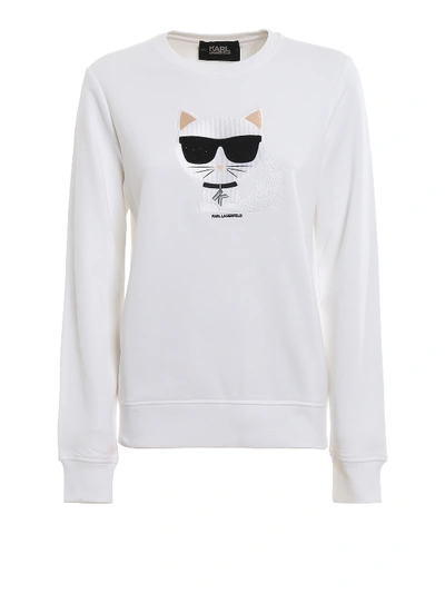 Shop Karl Lagerfeld Iconic Choupette White Sweater