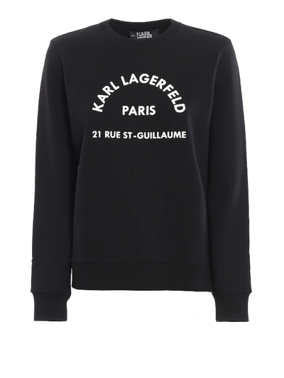 Shop Karl Lagerfeld Address Logo Cotton Sweatshirt In Black