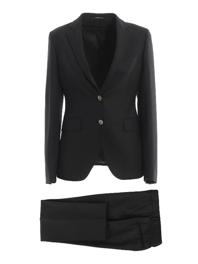 Shop Tagliatore Wool Blend Suit In Black