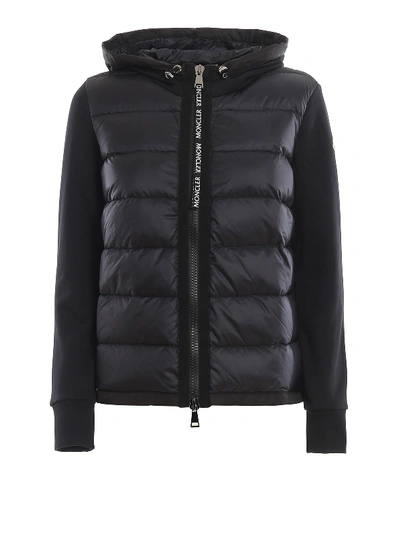 Shop Moncler Padded Front Hoodie In Black