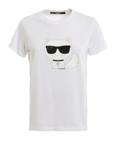 Shop Karl Lagerfeld Iconic Choupette T-shirt In White