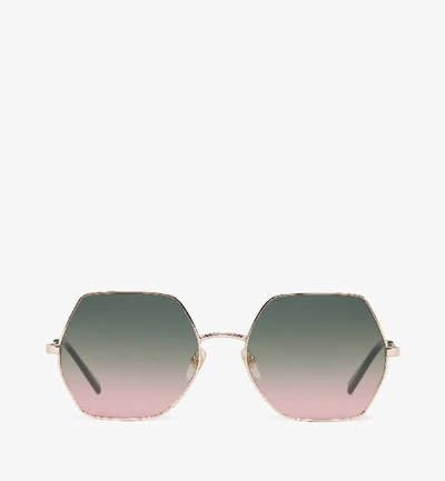 Shop Mcm Geometric Oversized Sunglasses In Green