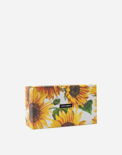 Shop Dolce & Gabbana Platform Velvet Sandal With Painted Sunflowers In Floral Print