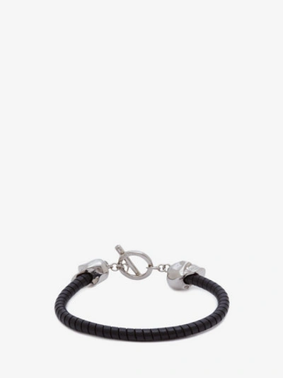 Shop Alexander Mcqueen T-bar Skull Bracelet In Black