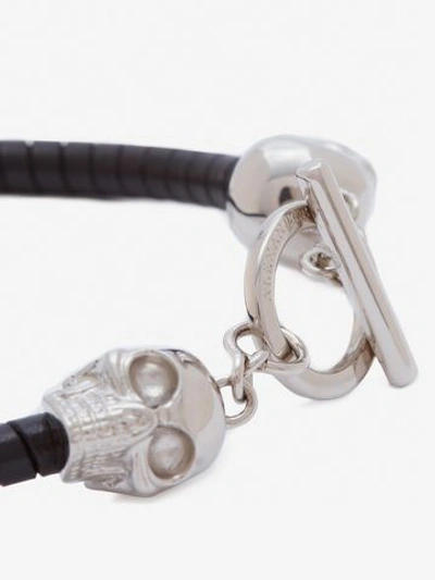 Shop Alexander Mcqueen T-bar Skull Bracelet In Black