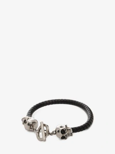 Shop Alexander Mcqueen T-bar Skull Bracelet In Black