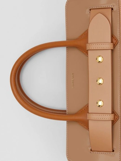 Shop Burberry The Small Panelled Leather Triple Stud Belt Bag In Soft Fawn/biscuit