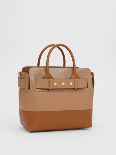 Shop Burberry The Small Panelled Leather Triple Stud Belt Bag In Soft Fawn/biscuit