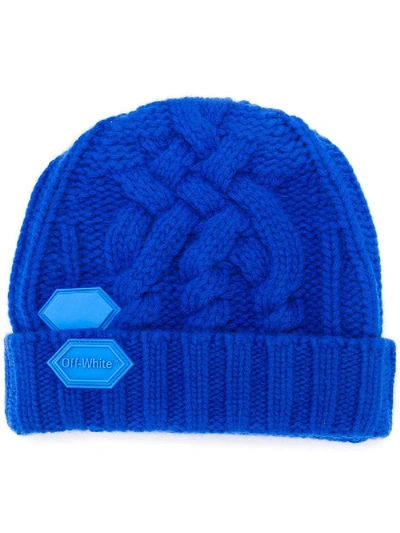 Shop Off-white Pop Of Color Logo Beanie In Blue
